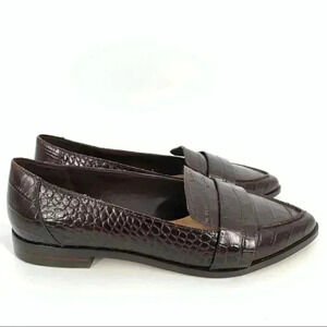 New Gibson Latimer flats 7 oxblood leather tortoise embrossed academia loafers